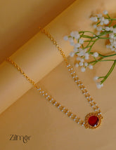 KY1011976-  Premium Pearl Necklace with Palakka Round Pendant (color option) 1-Zilmor